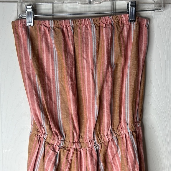 DREW Emerson Wide Split Leg Strapless Linen Blend Striped Romper Size Small - Picture 5 of 16